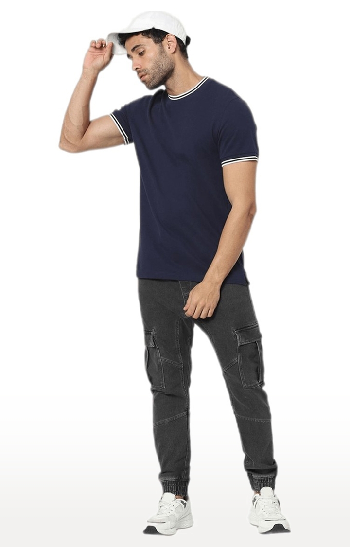 celio | Men's Blue Solid Regular T-Shirts 1