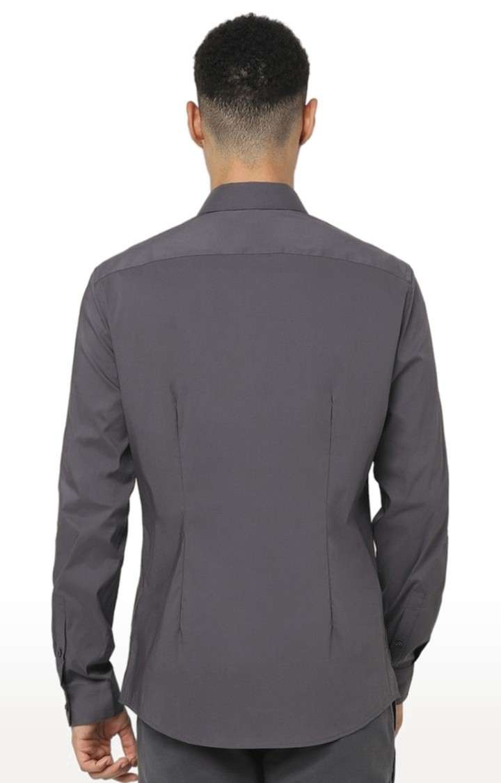 Men's Grey Solid Casual Shirts