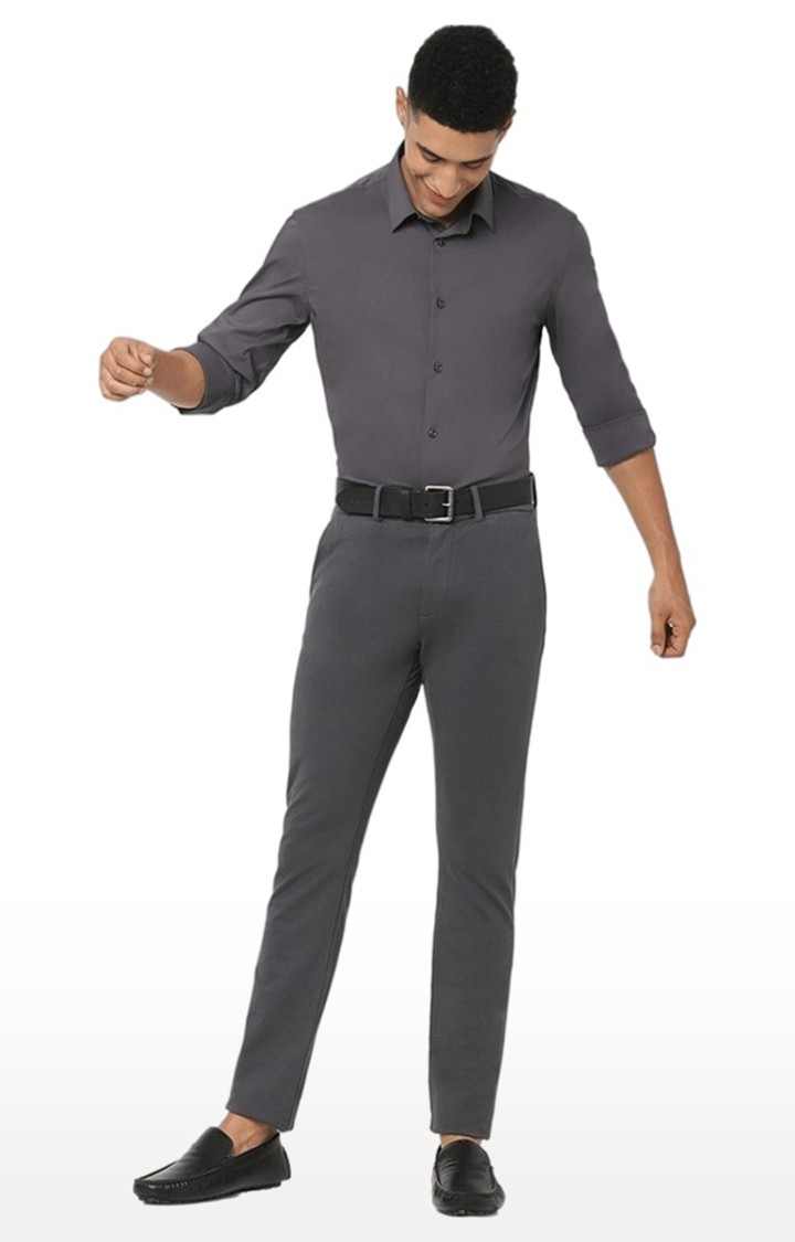 Men's Grey Solid Casual Shirts