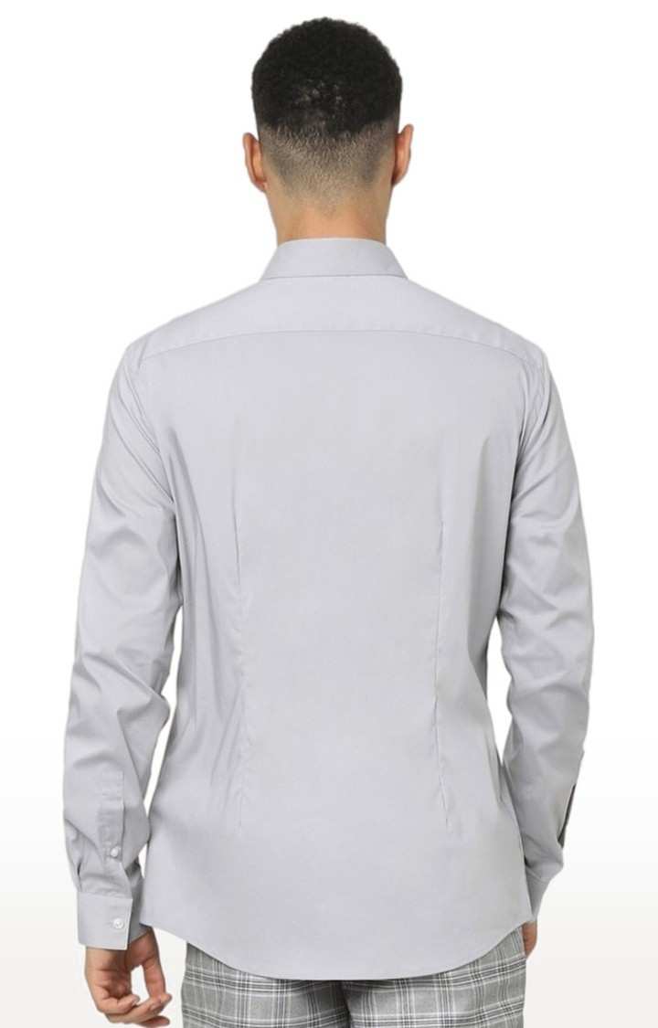 Men's Grey Solid Casual Shirts