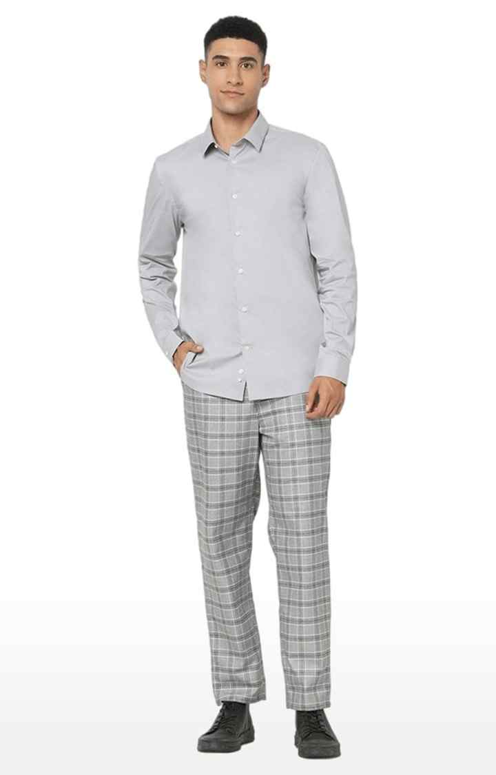 Men's Grey Solid Casual Shirts