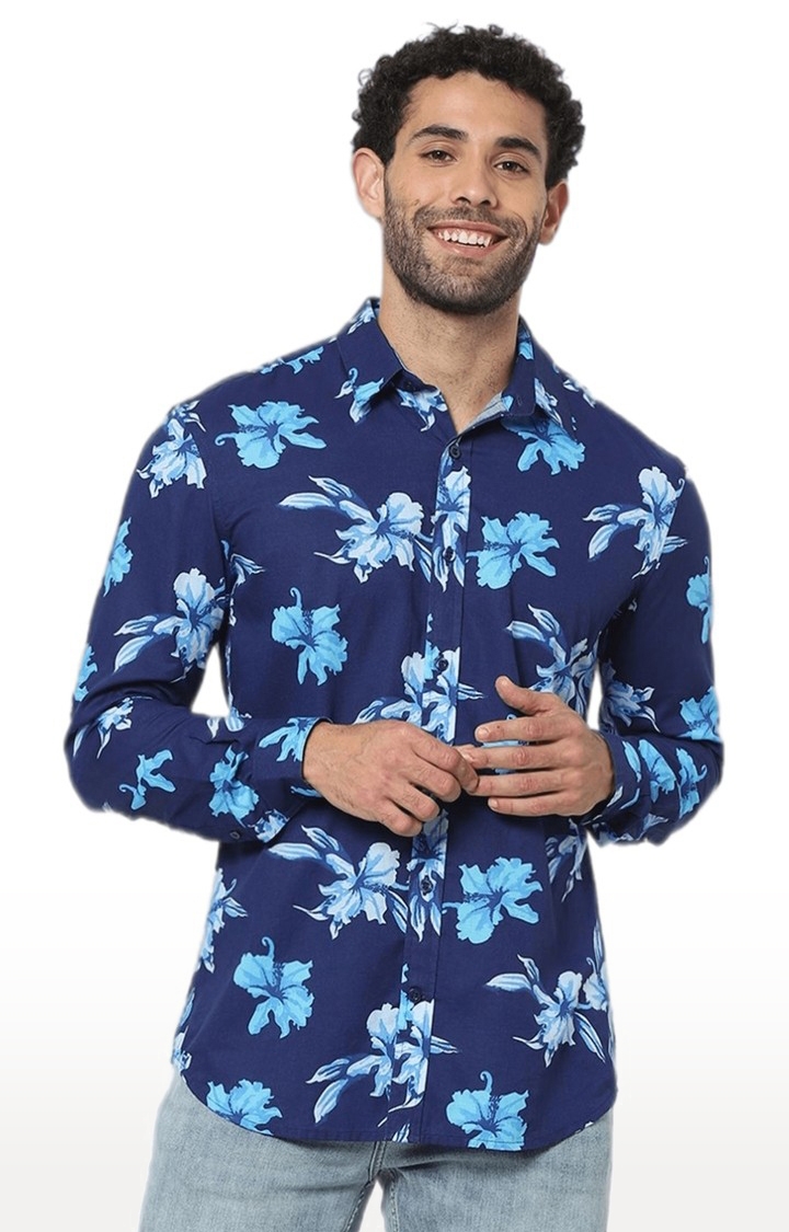 celio | Men's Blue Floral Casual Shirts