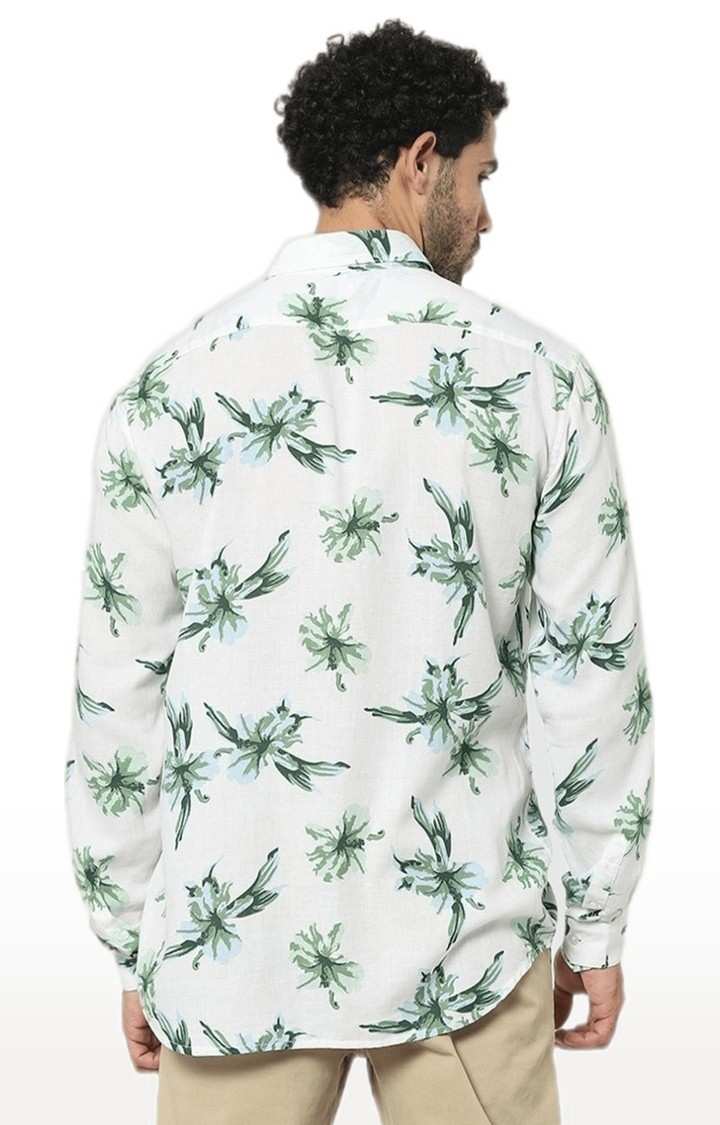 Men's White Floral Casual Shirts