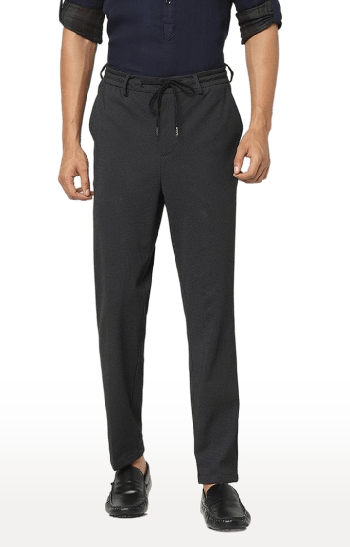 Men's Grey Cotton Solid Casual Pants