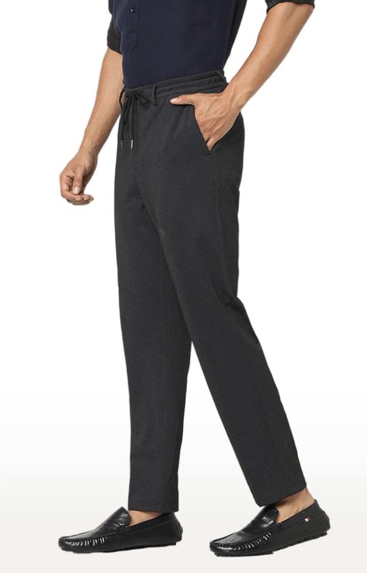 Men's Grey Cotton Solid Casual Pants