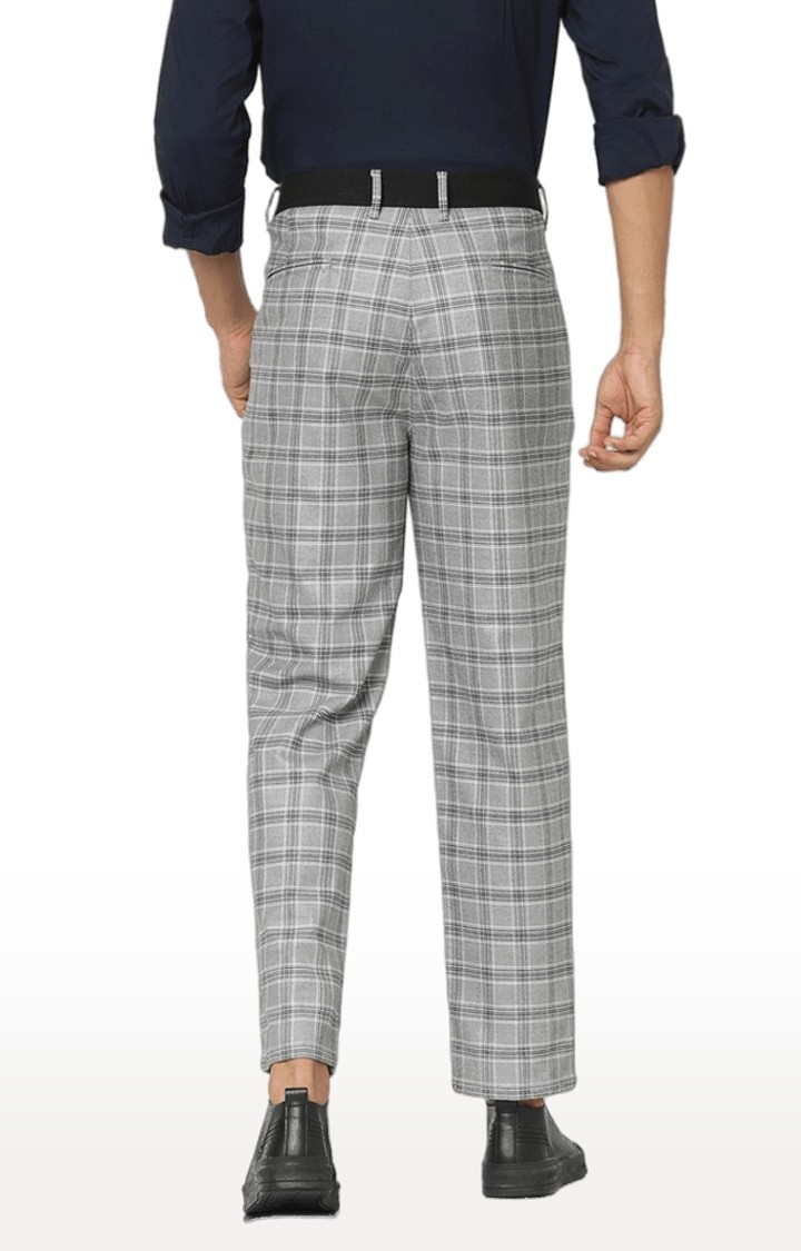 Men's Grey Cotton Geometrical Trousers