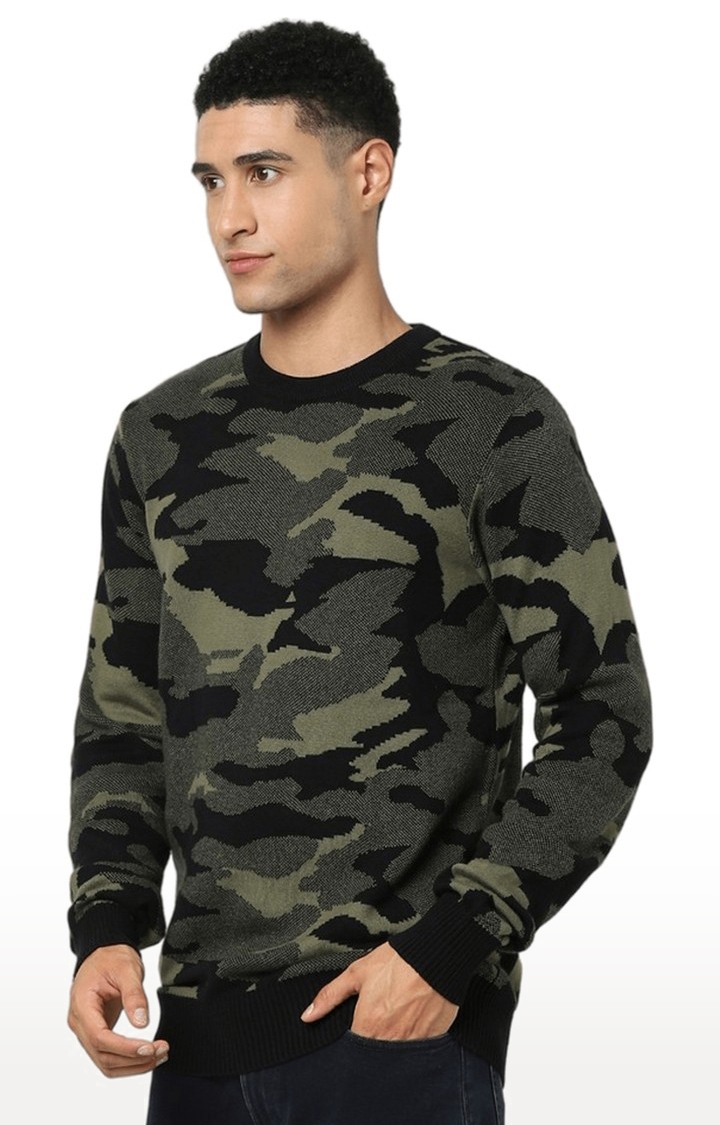 celio | Men's Green Camouflage Sweaters 3