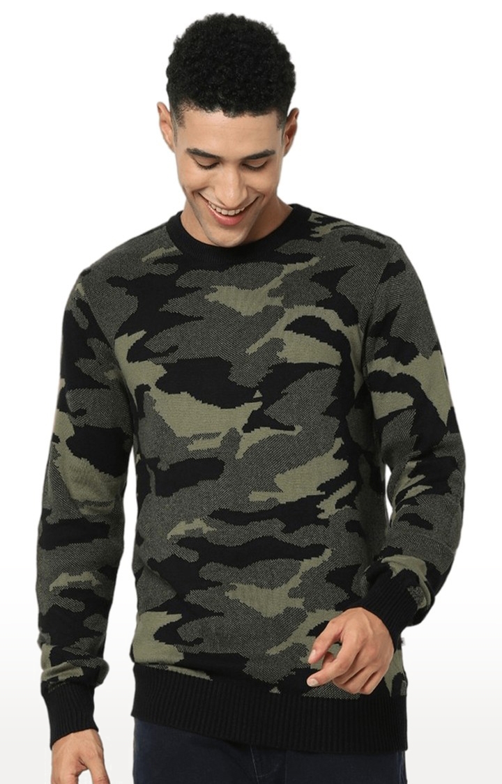 celio | Men's Green Camouflage Sweaters 0