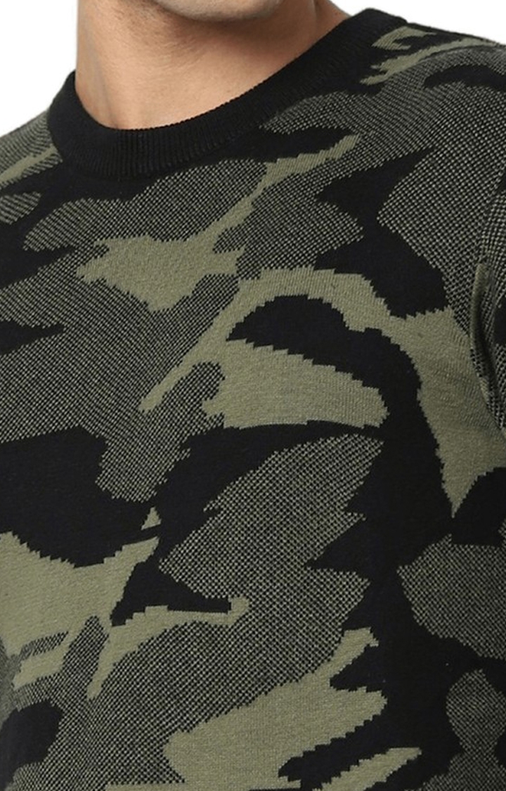 celio | Men's Green Camouflage Sweaters 5