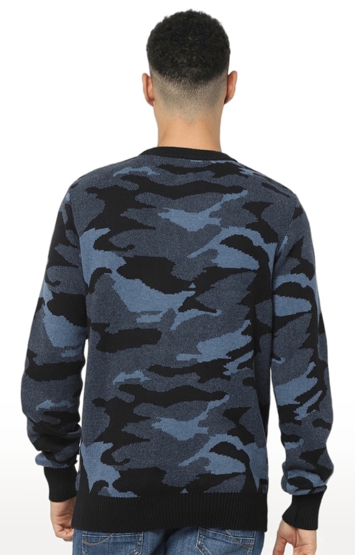 celio | Men's Blue Camouflage Sweaters 4