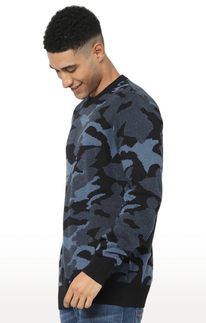 celio | Men's Blue Camouflage Sweaters 3