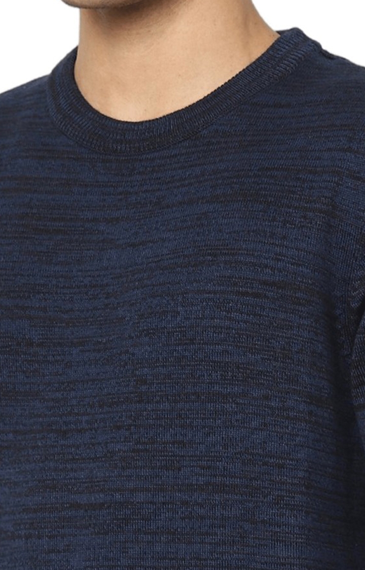 celio | Men's Blue Textured Sweaters 4