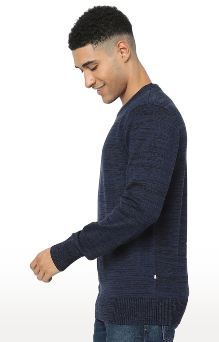 Men's Blue Textured Sweaters