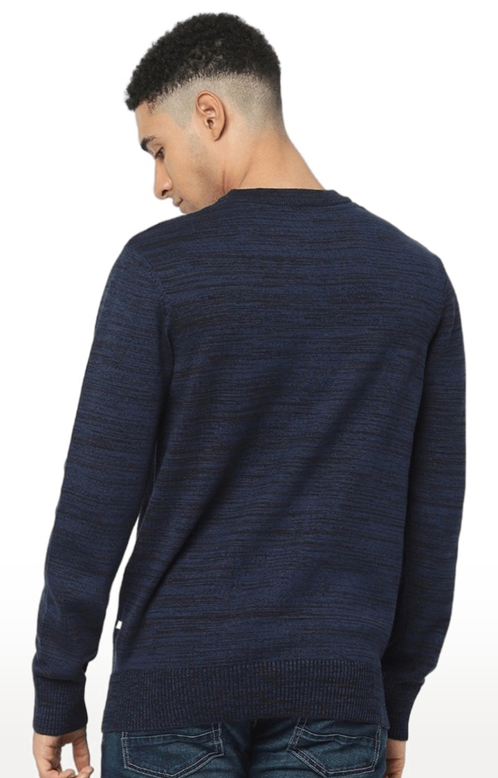 celio | Men's Blue Textured Sweaters 3