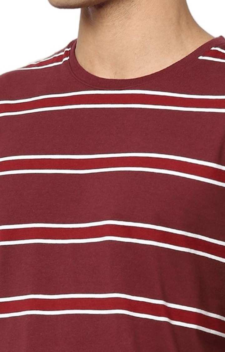 Men's Red Striped Regular T-Shirts