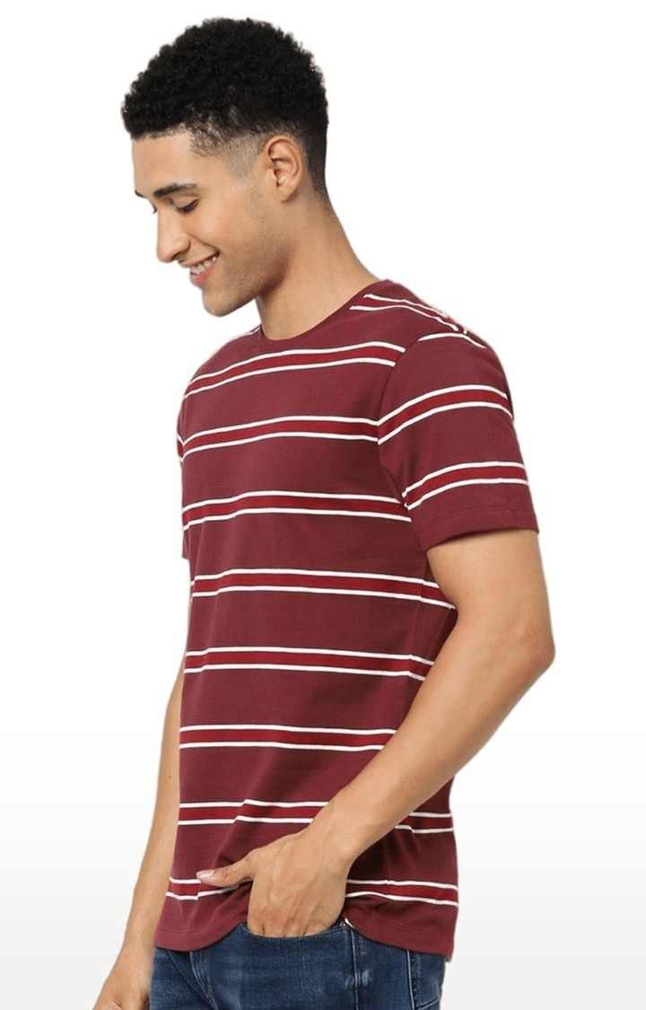 Men's Red Striped Regular T-Shirts
