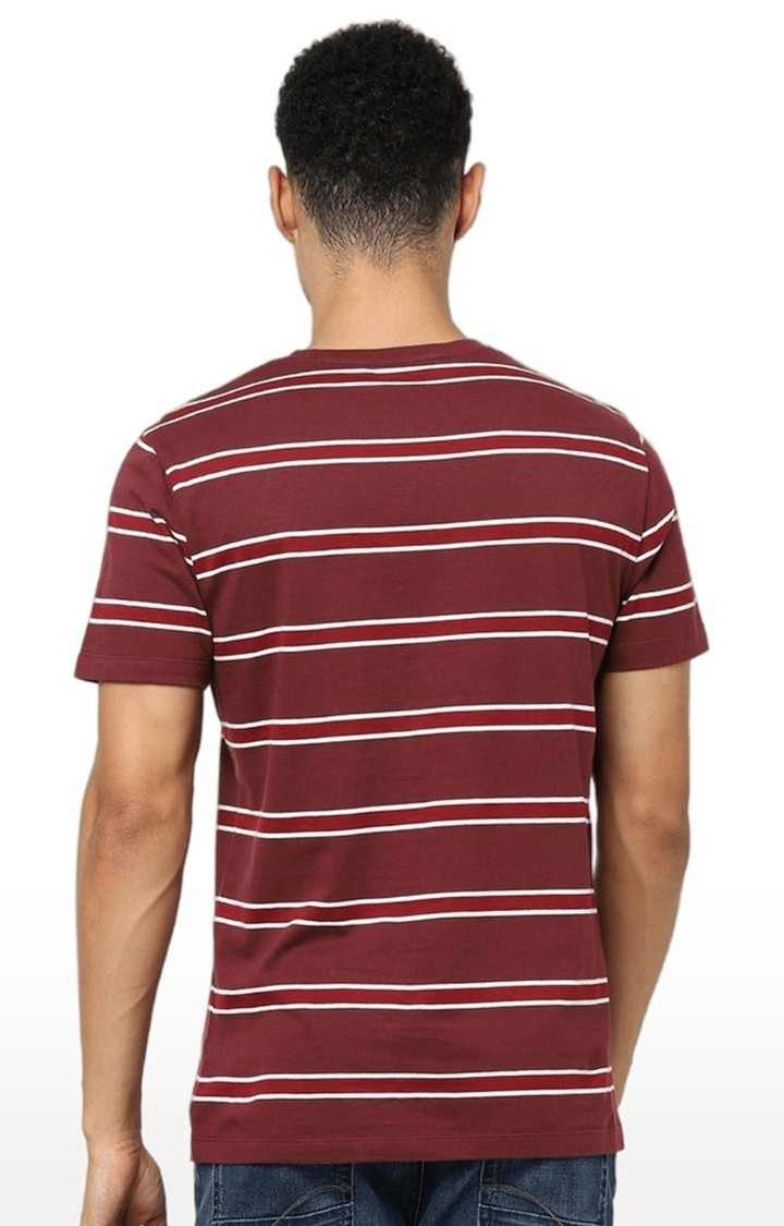 Men's Red Striped Regular T-Shirts