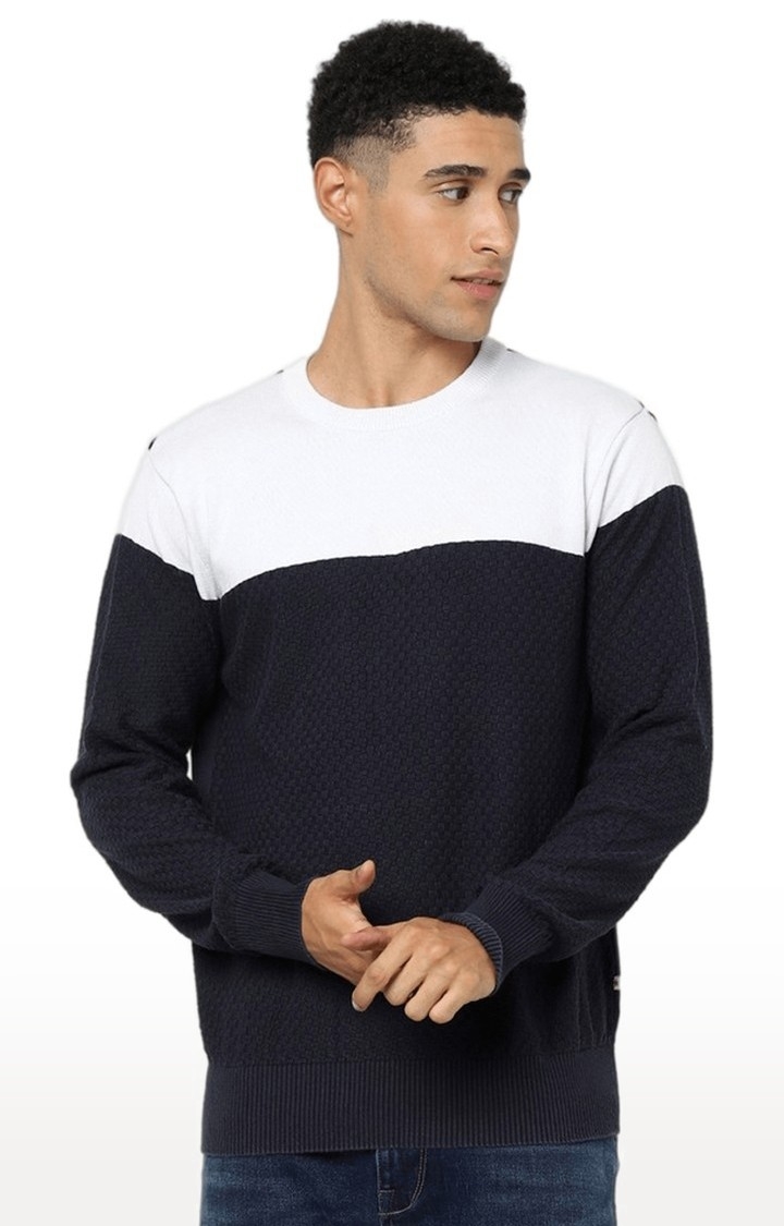 Men's Blue Colourblock Sweaters