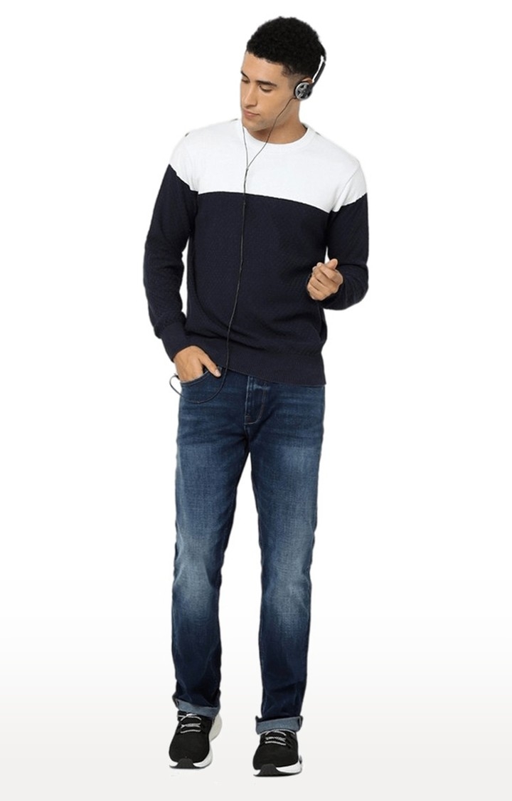 Men's Blue Colourblock Sweaters