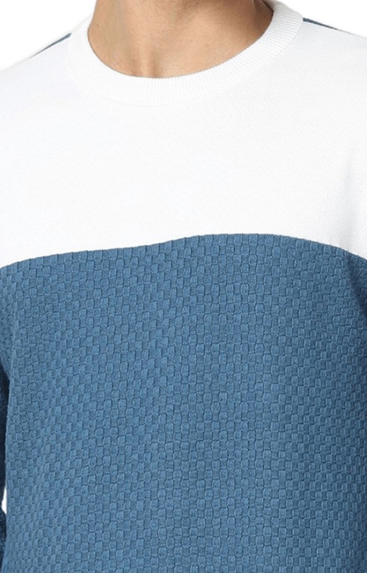 celio | Men's Blue Colourblock Sweaters 5
