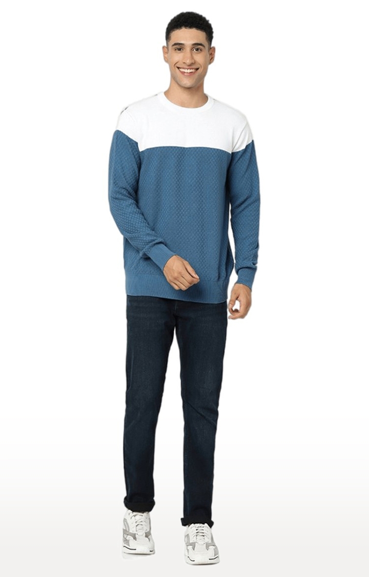 celio | Men's Blue Colourblock Sweaters 1