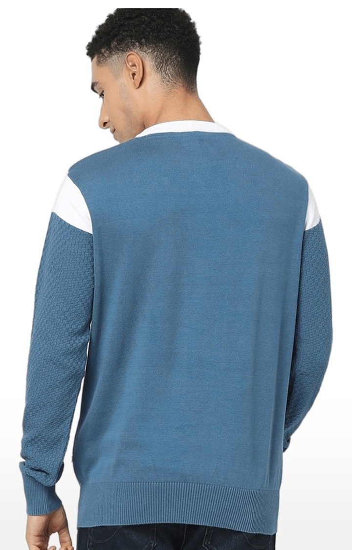 celio | Men's Blue Colourblock Sweaters 4