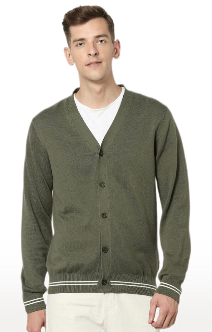 celio | Men's Green Solid Sweaters