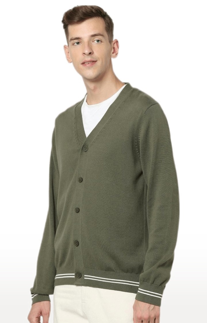 Men's Green Solid Sweaters