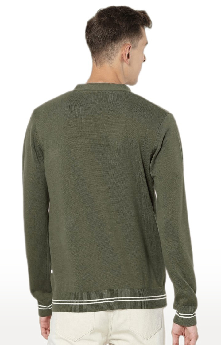 Men's Green Solid Sweaters