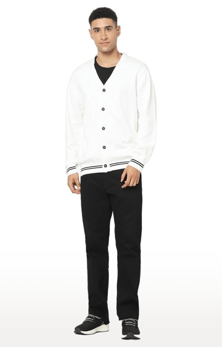celio | Men's White Solid Sweaters 1