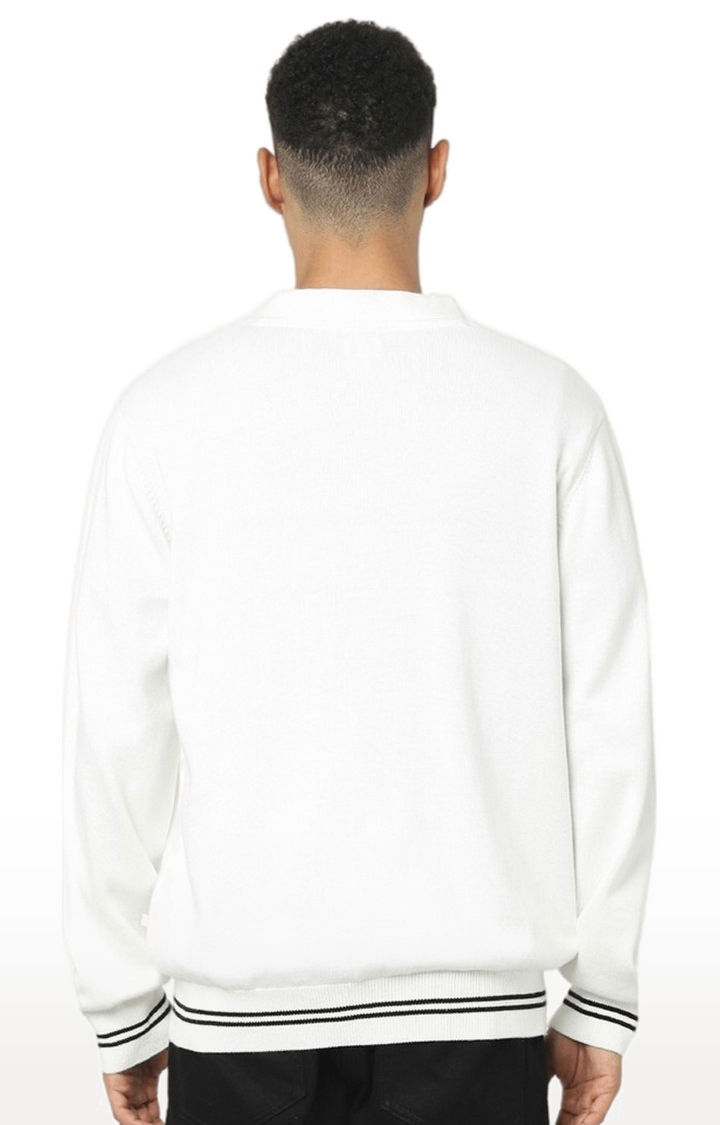celio | Men's White Solid Sweaters 4