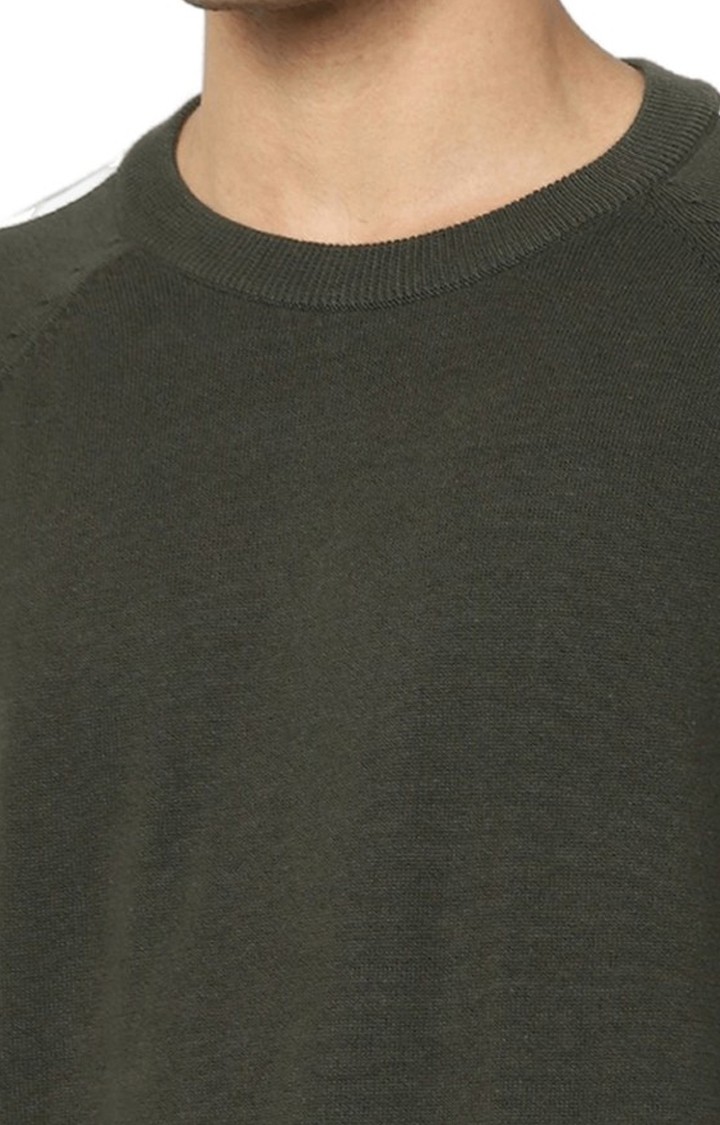 Men's Green Solid Sweaters