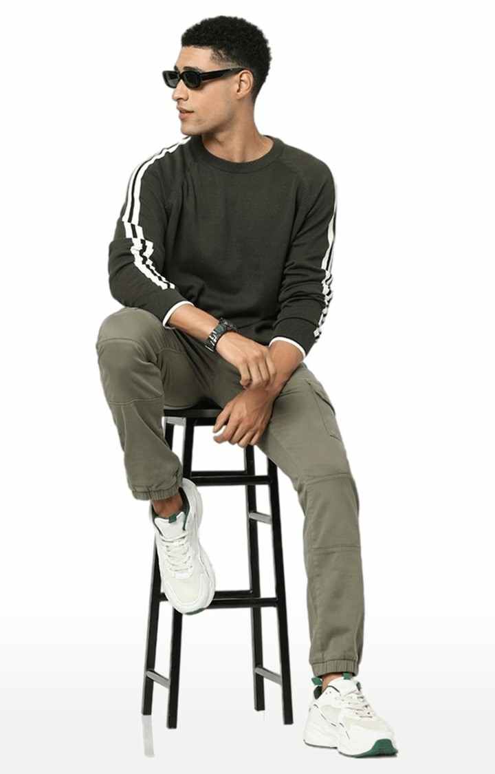 Men's Green Solid Sweaters
