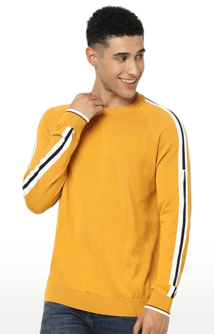 celio | Men's Yellow Solid Sweaters