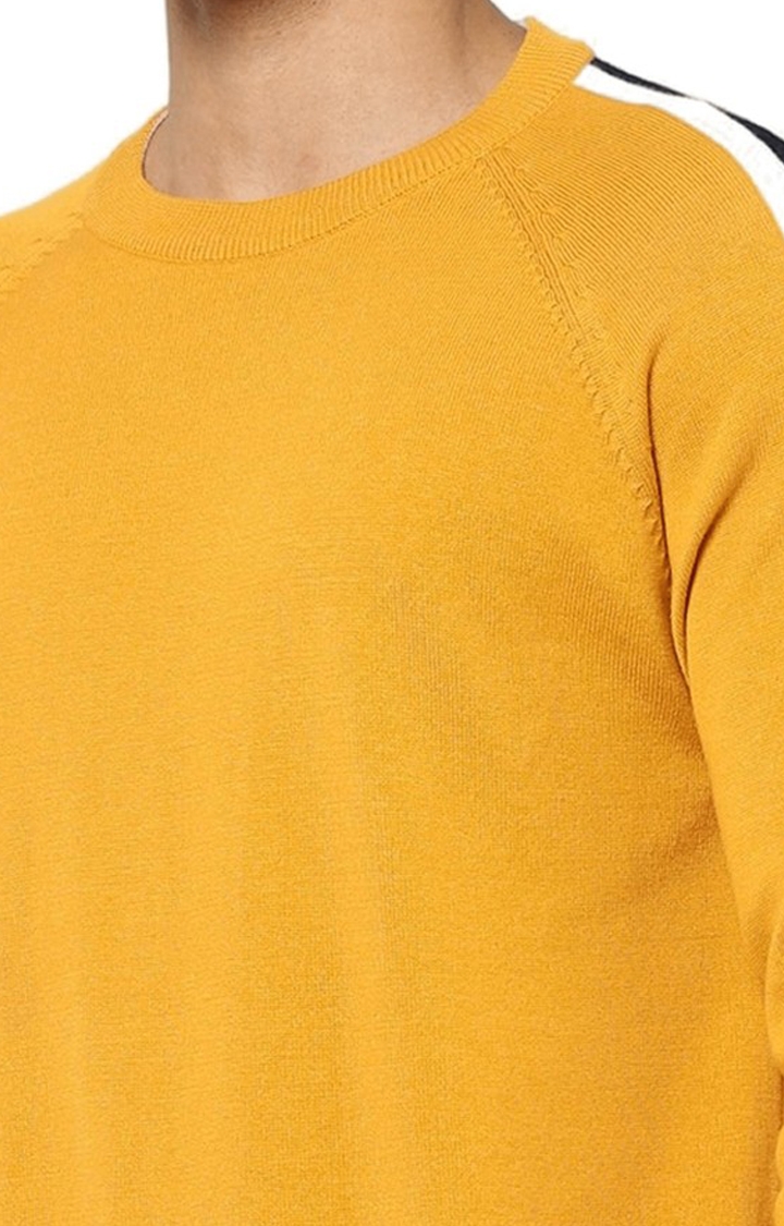 Men's Yellow Solid Sweaters