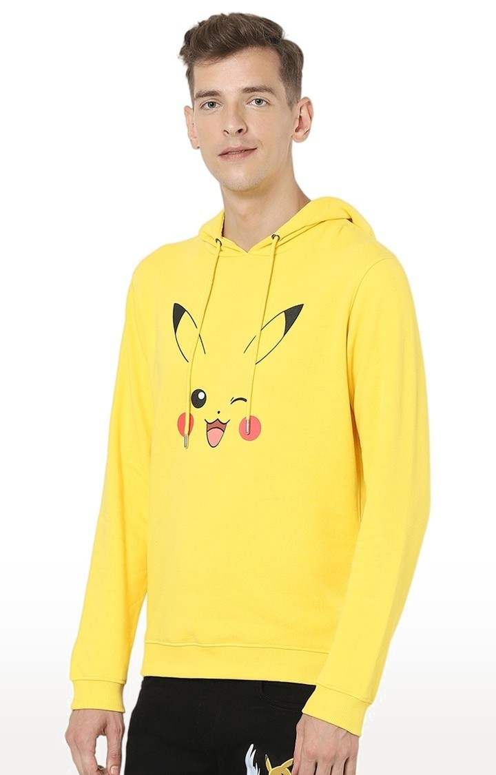 Men's Yellow Printed Hoodies