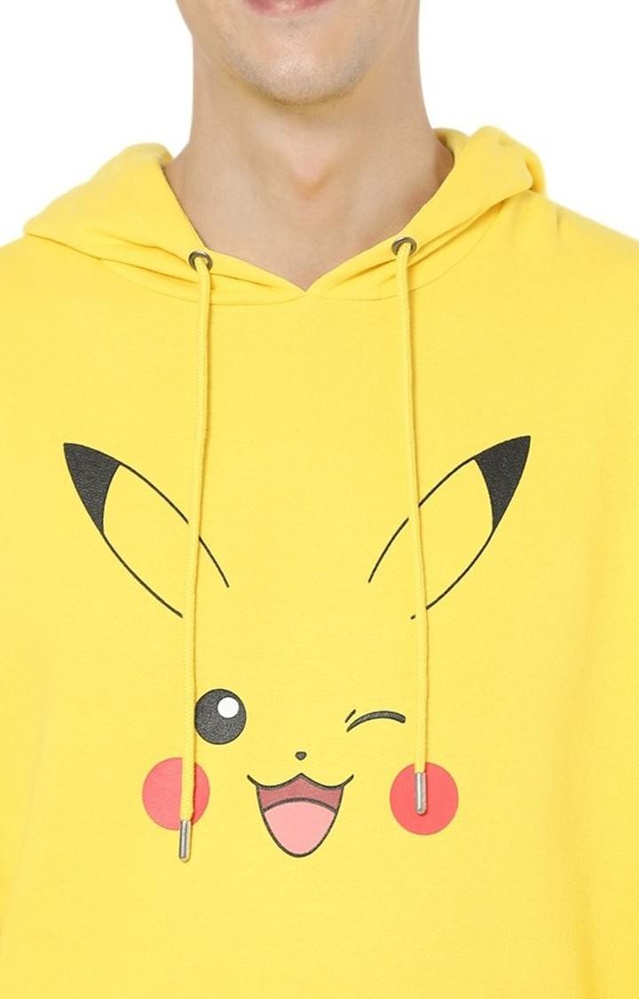 Men's Yellow Printed Hoodies