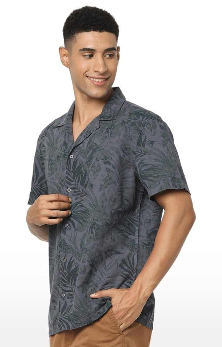Men's Grey Printed Casual Shirts