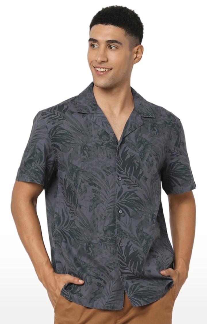Men's Grey Printed Casual Shirts