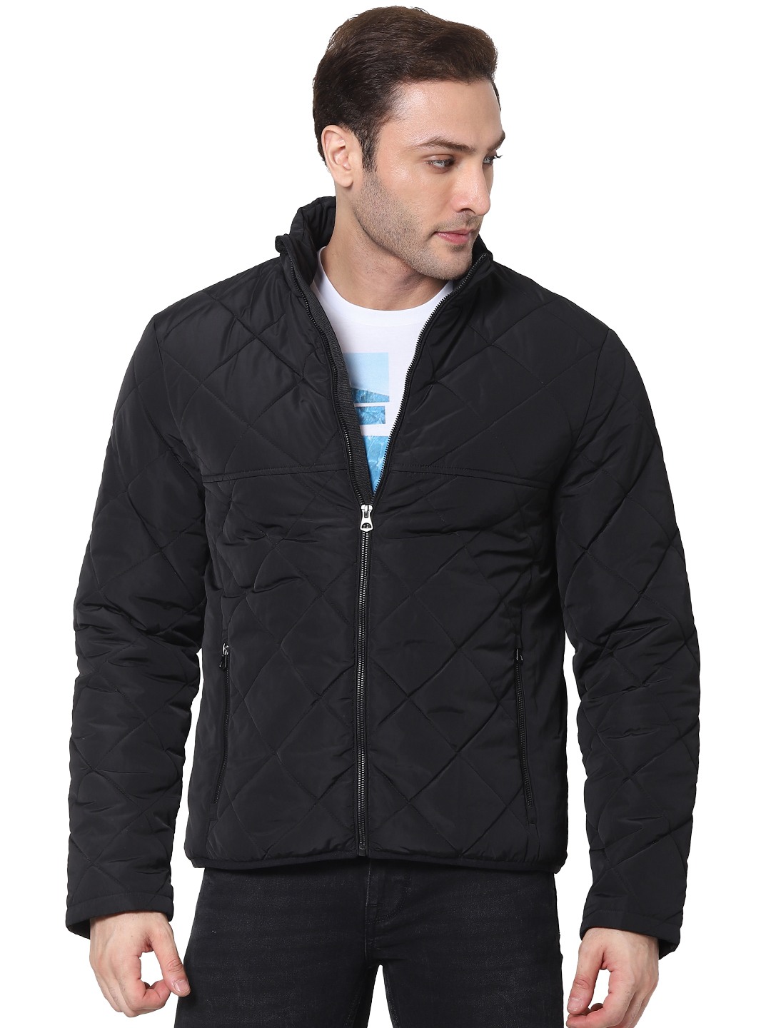 celio | Men's Black Solid Bomber Jackets 0