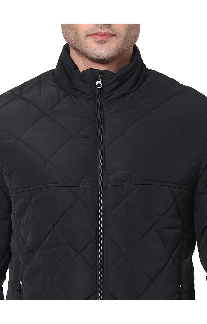 Men's Black Solid Bomber Jackets