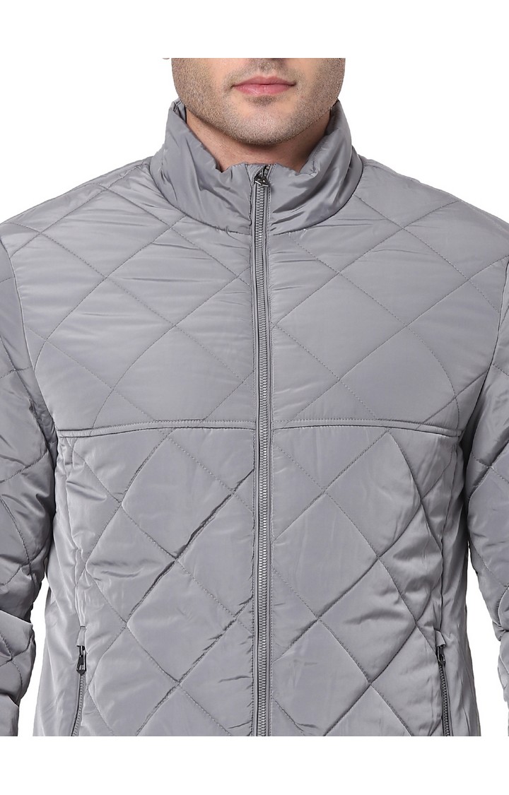 Men's Grey Solid Bomber Jackets