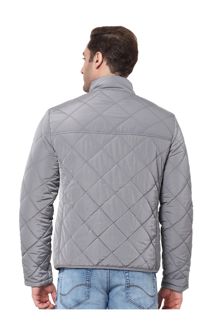 Men's Grey Solid Bomber Jackets