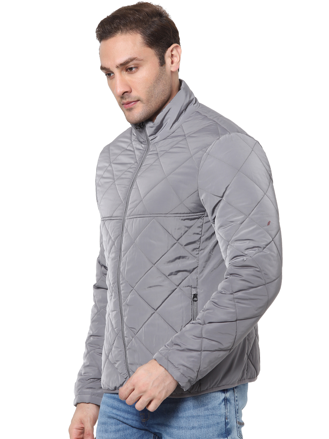 Men's Grey Solid Bomber Jackets