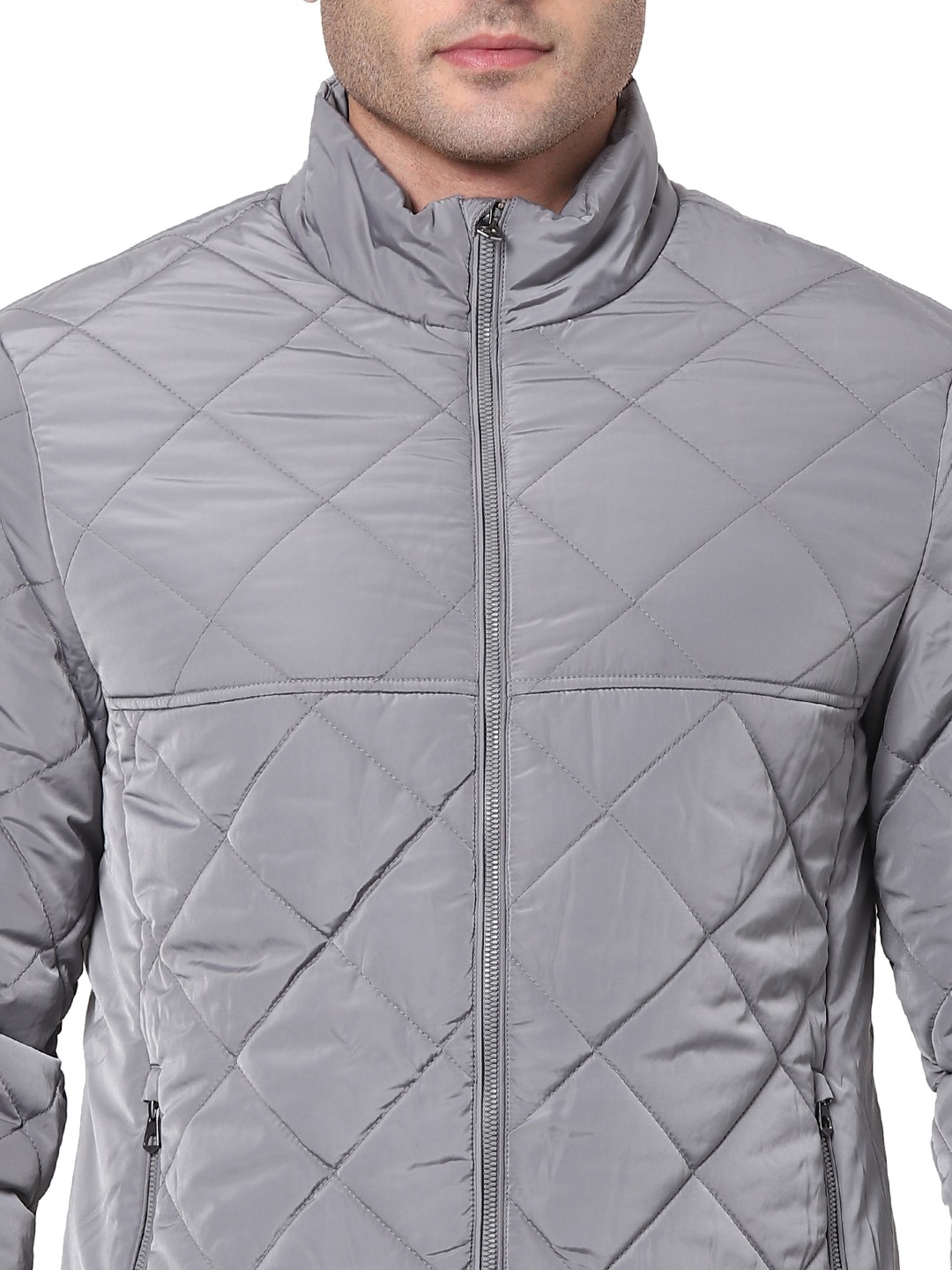 Men's Grey Solid Bomber Jackets