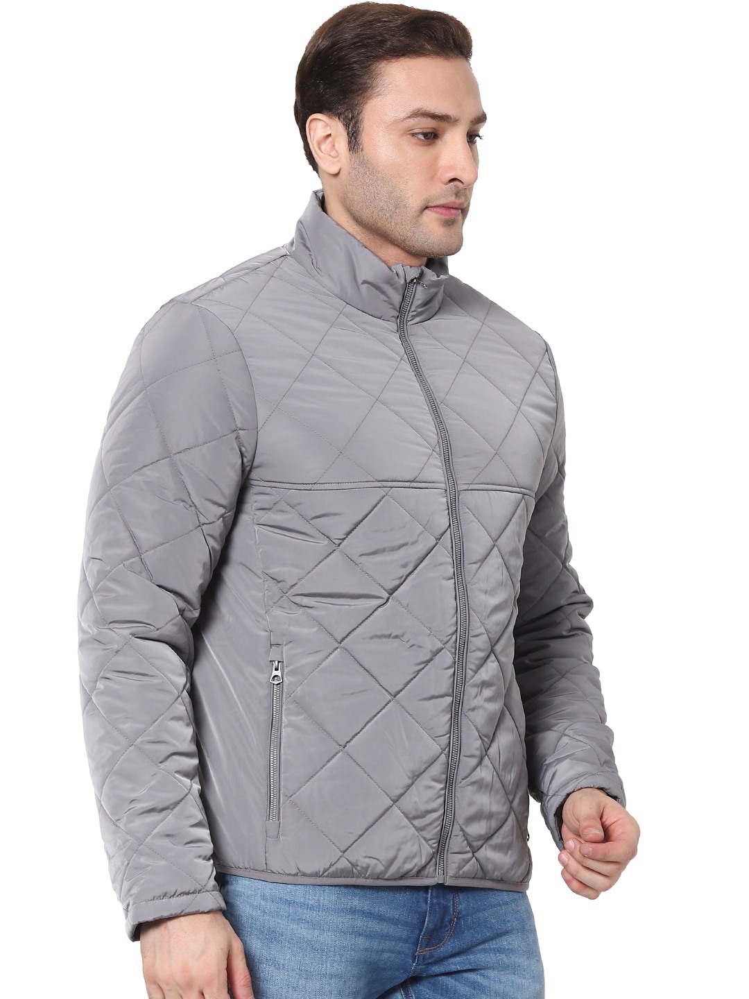 Men's Grey Solid Bomber Jackets