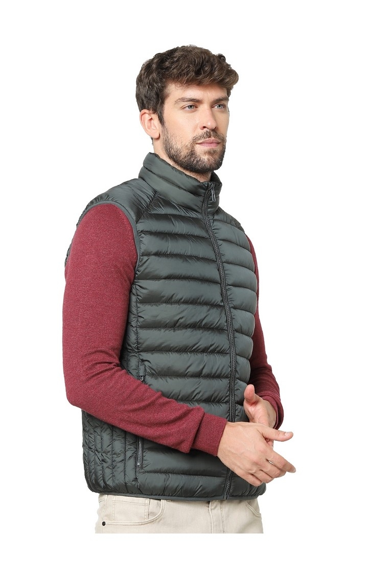 Men's Green Solid Gilet