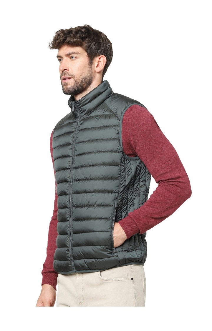 Men's Green Solid Gilet