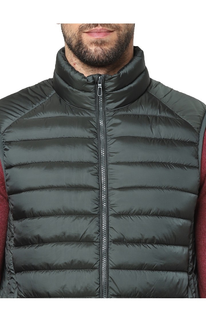 Men's Green Solid Gilet