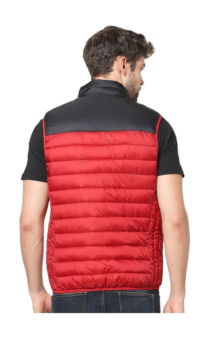 Men's Red Colourblock Gilet